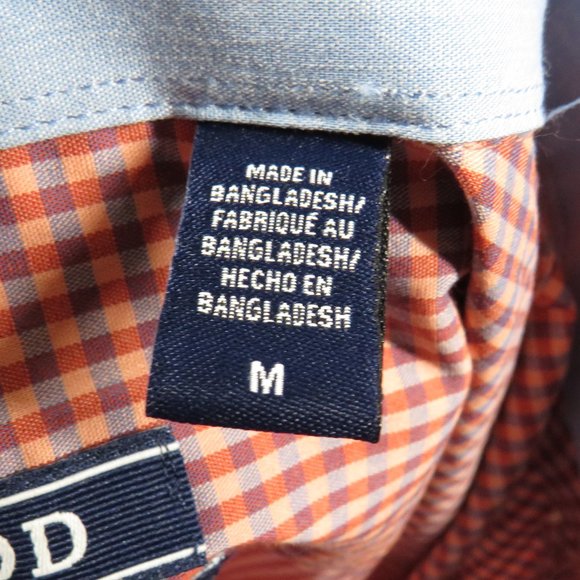 Izod Sportflex Men's Size M Red Blue Gingham Check Non-Iron Long Sleeve Shirt - Picture 7 of 11